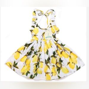 Flofallzique Girls Lemon Print Sundress Flowy Size 8